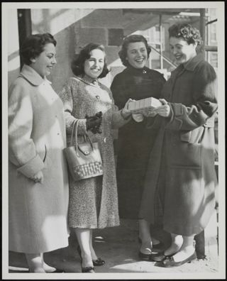 B'nai B'rith Girls With Brick at B'nai B'rith Building Photograph, c. 1957