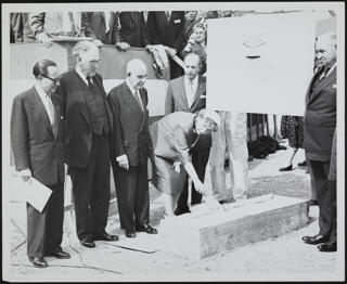 Philip Klutznick and Others Installing the Stele at the B'nai B'rith Building Photograph, November 24, 1957