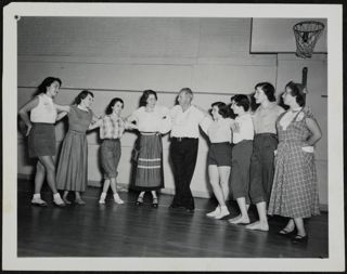 B'nai B'rith Girls Folk Dancing in a Semicircle Photograph, 1948