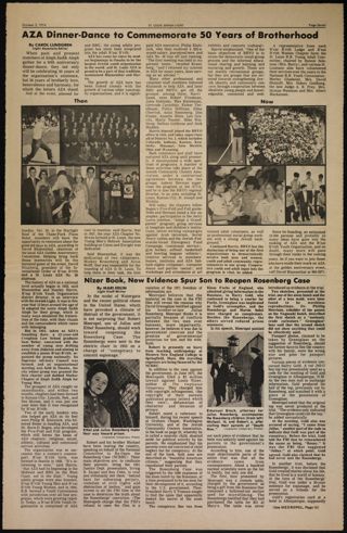 AZA Dinner-Dance to Commemorate 50 Years of Brotherhood Newspaper Clipping, October 2, 1974
