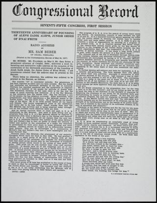 Thirteen Anniversary of Aleph Zadik Aleph, Junior Order of B'nai B'rith Newspaper Clipping, May 24, 1937