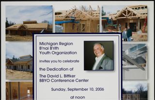 BBYO Michigan Region Dedication of the David L. Bittker BBYO Conference Center Flier, 2006