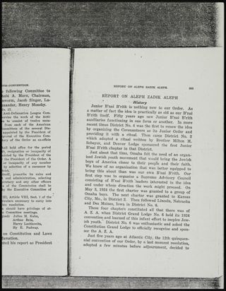 Report on Aleph Zadik Aleph Book Clipping, c. 1936