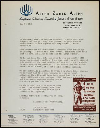 Julius Bisno to Unknown Memorandum, May 1, 1940