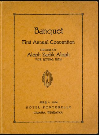 Order of Aleph Zadik Aleph for Young Men First Annual Convention Banquet Program, July 6, 1924