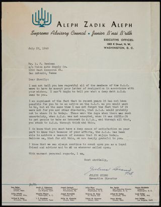 Julius Bison to I.F. Goodman Letter, July 23, 1940
