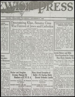 Jewish History and Bible Class Organized for Young Men, Meets Saturday Eve Newspaper Clipping, December 6, 1923