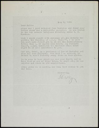 I.F. Goodman to Julius Bisno Letter, May 8, 1970
