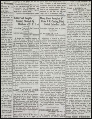 Many Attend Reception of Rabbi J.M. Charlop, Newly Elected Orthodox Leader Newspaper Clipping
