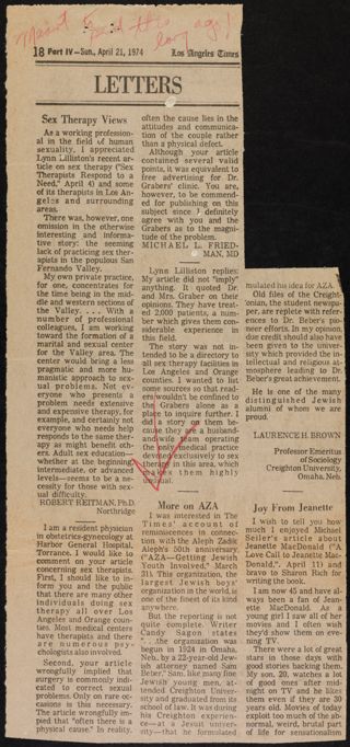 More on AZA Newspaper Clipping, April 21, 1974