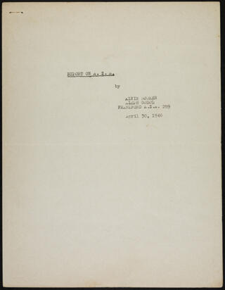 Report on A.Z.A., April 30, 1946