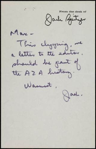 Jack Spitzer to Max Baer Letter