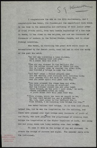 S.G. Kusworm to Sam Beber Letter, c. 1949
