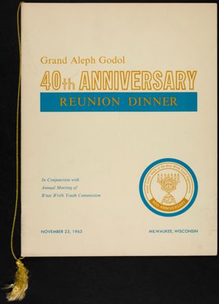 Grand Aleph Godol 40th Anniversary Reunion Dinner Program, November 23, 1963