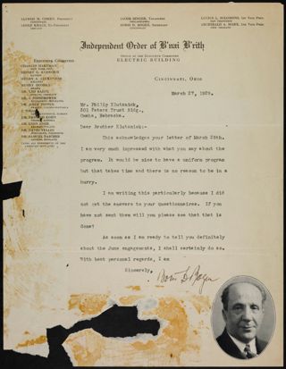 Boris D. Bogen to Philip Klutznick Letter, March 27, 1929