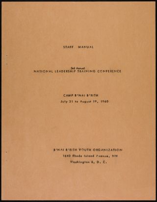 3rd Annual National Leadership Training Conference Staff Manual, July 31-August 19, 1960