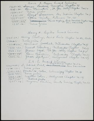 Award Winners List and Allen Cushing Speaking Tour Flier, c. 1937