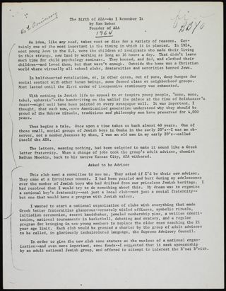 The Birth of AZA—As I Remember It, 1964