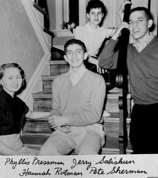 Phyllis Pressman, Jerry Salishun, Hannah Rotman, Pete Sherman at District 2 Executive Meeting, March 1956