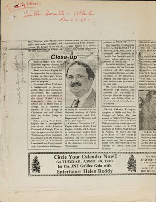 Close-Up Newspaper Clipping, December 24, 1982