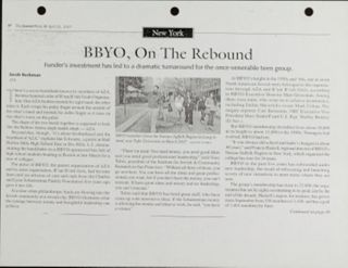 BBYO, On The Rebound Magazine Clipping, April 20, 2007