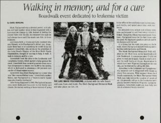 Walking in Memory, and for a Cure Newspaper Clipping