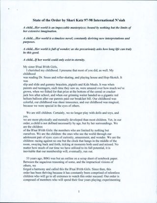 State of the Order International N'siah Speech, 1997-1998