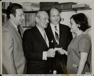 Sandra Gold and Men at Sonnenreich Scholarship Presentation Photograph, 1968