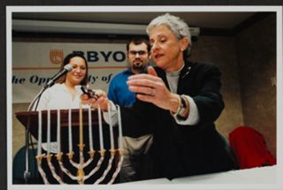 Lynn Schusterman and Two Members at Candle Lighting Photograph