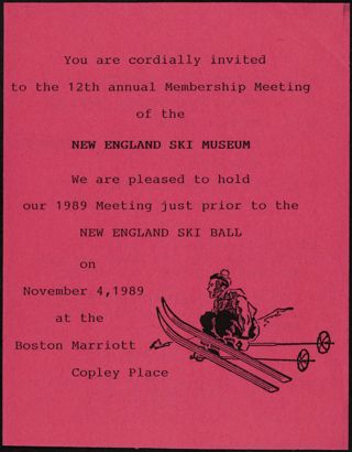 New England Ski Museum 12th Annual Membership Meeting Invitation, November 4, 1989
