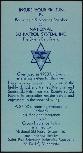Application for Supporting Membership in National Ski Patrol System, Inc., November 10, 1953