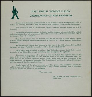 First Annual Women's Slalom Championship of New Hampshire Invitation, February 3, 1940
