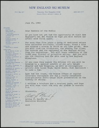 Arthur F. March Jr. to Members of the Media Letter, June 25, 1983