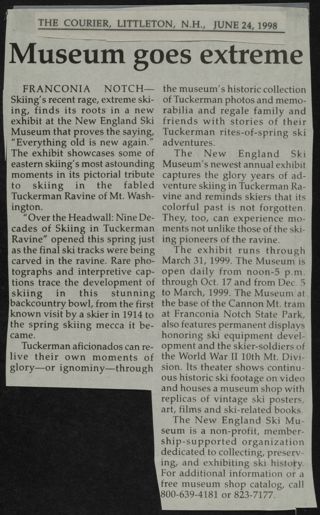 Museum Goes Extreme Newspaper Clipping, June 24, 1998
