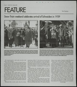 Snow Train Weekend Celebrates Arrival of Schneiders in 1939 Newspaper Clipping, February 2009