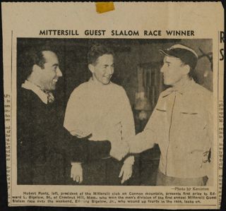 Mittersill Guest Slalom Race Winner Newspaper Clipping, February 25, 1947