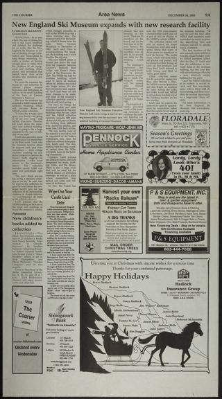 New England Ski Museum Expands With New Research Facility Newspaper Clipping, December 24, 2002