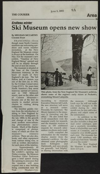 Ski Museum Opens New Show Newspaper Clipping, June 5, 2002