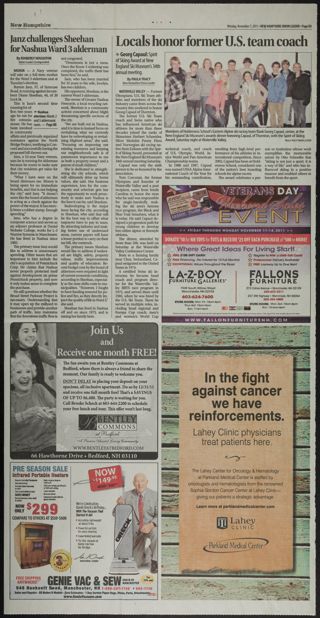 Locals Honor Former U.S. Team Coach Newspaper Clipping, November 7, 2011