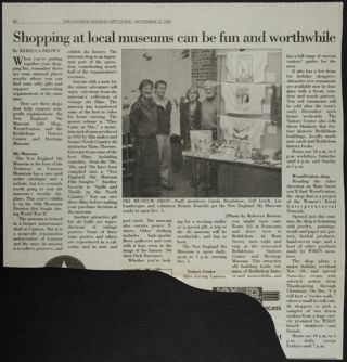 Shopping at Local Museums Can Be Fun and Worthwhile Newspaper Clipping, November 22, 2000