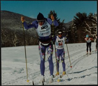 Two Cross-Country Skiers at World Nordic Disabled Championships Photograph, 1990