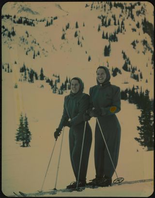 Sally Neidlinger Hudson and Susan Neidlinger McLane Skiing Photograph, 1947