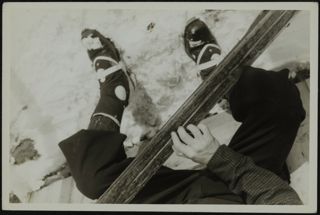Waxing Skis in Jackson Photograph, 1937