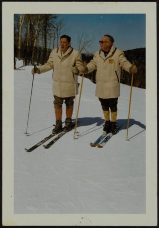 Averill Harriman With Unidentified Woman Skiing Photograph, June 1965