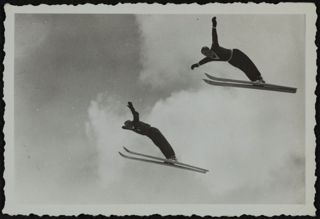 Birger and Sigmund Ruud Olympics Double Jump Event Photograph, 1936