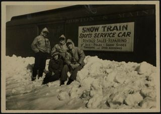 Four Unidentified People With First Snow Train Photograph, 1929