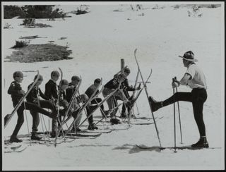 Boy Scouts Lifting Skis Photograph, 1964