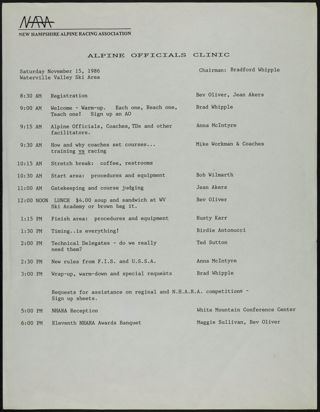 Alpine Officials Clinic, November 15, 1986