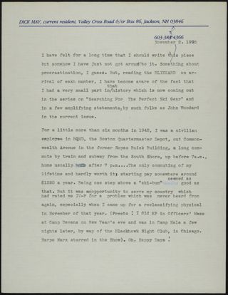 Dick May Narrative History, November 2, 1995