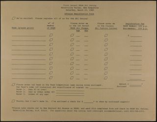 First Annual NESM Ski Outing Advance Registration Form, March 23, 1985